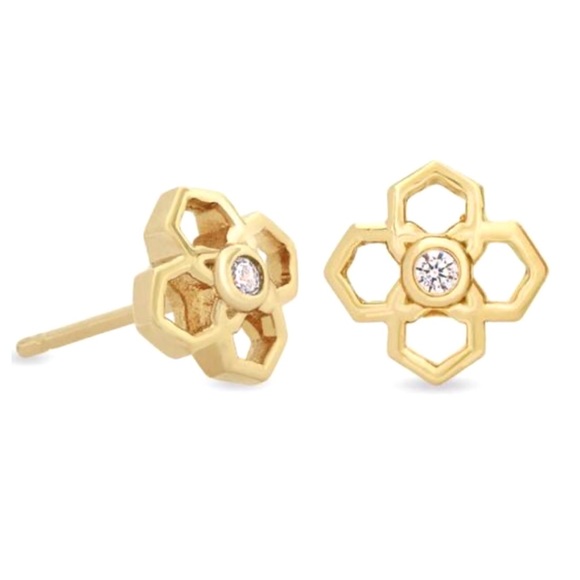 KENDRA SCOTT • Delicate Rue Crystal Logo Earrings - Picture 3 of 4